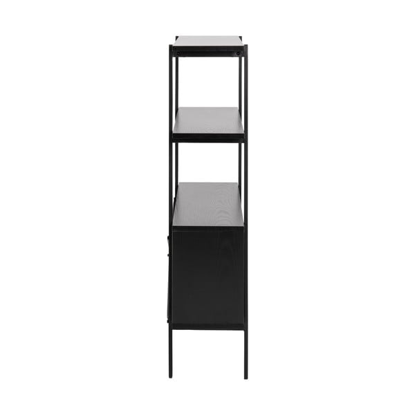 Knygų spinta  juodos spalvos iš uosio su stumdomomis durimis 94x114 cm Angus – Actona-image-4