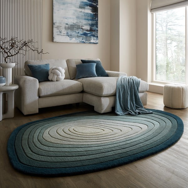 Iš vilnos kilimas mėlynos spalvos 160x230 cm Puddle Ombre Wool – Flair Rugs-image-1