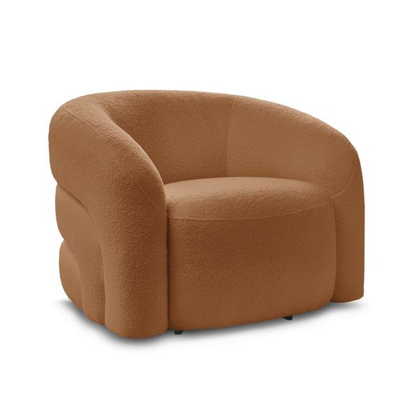 Oranžinės spalvos pasukamas krėslas iš boucle Elina – Bobochic Paris