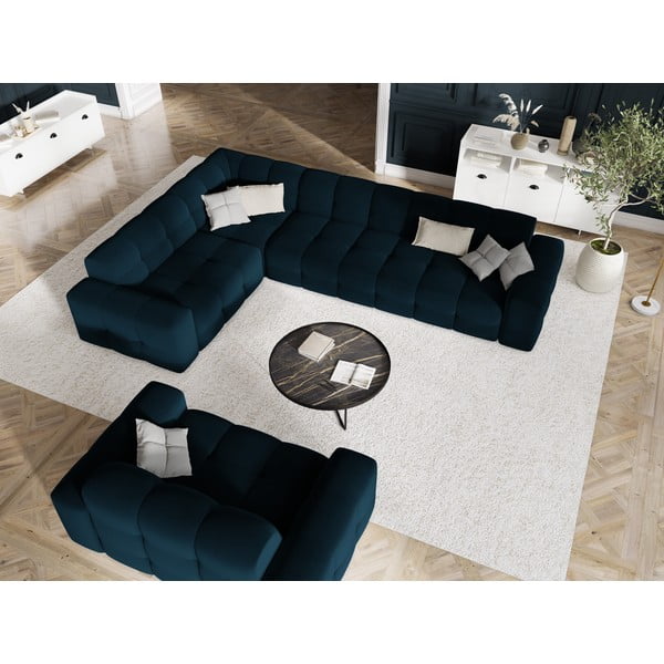 Tamsiai mėlyna aksominė sofa 156 cm Kendal - Micadoni Home-image-1