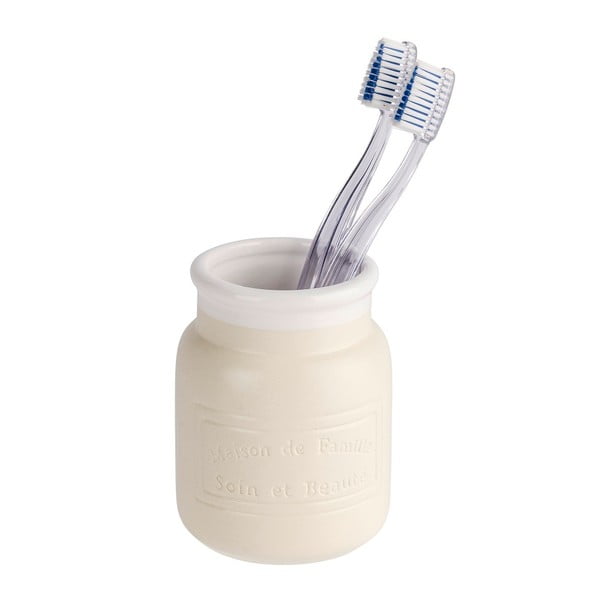 Kreminės baltos spalvos keraminis dantų šepetėlio puodelis "Wenko Maison