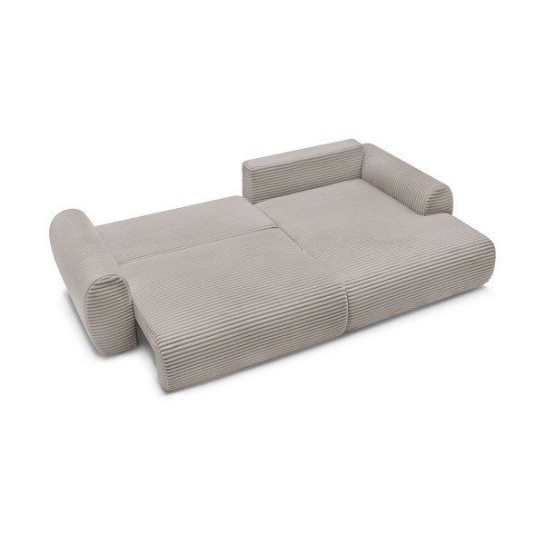 Iš kordinio velveto sulankstoma kampinė sofa šviesiai pilkos spalvos/smėlio spalvos (su dešiniuoju kampu) Lucien – Bobochic Paris-image-4