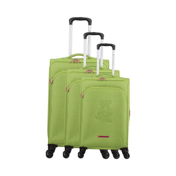 3 žalios spalvos bagažo ant 4 ratukų rinkinys Lulucastagnette Emilia