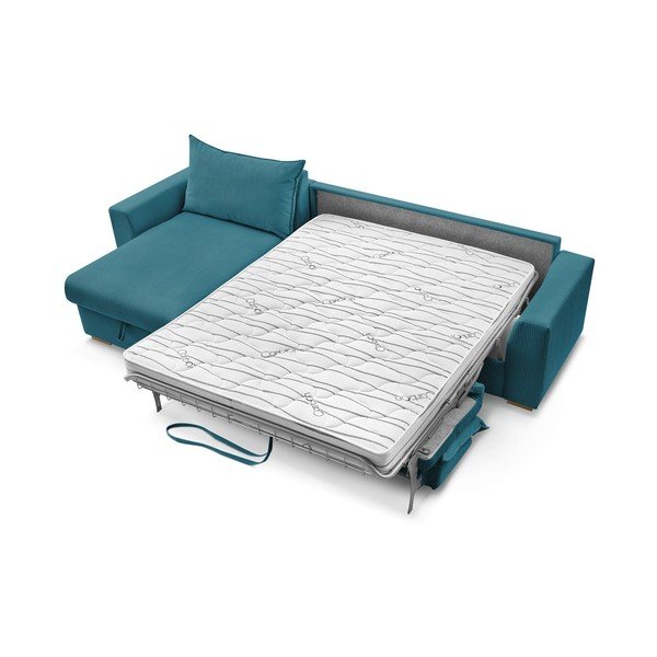 Iš kordinio velveto sulankstoma kampinė sofa mėlynos spalvos (kintama) Augustin – Bobochic Paris-image-3