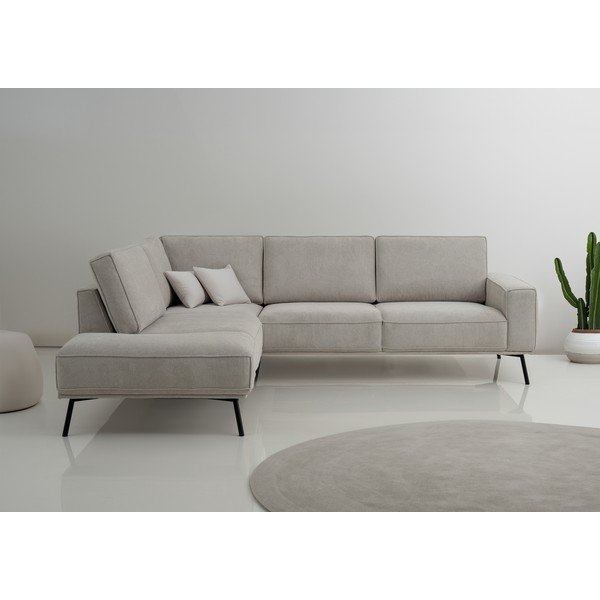 Pilkai smėlinės spalvos kampinė sofa iš šenilinio audinio (su kairiuoju kampu/„L“ formos) Amsterdam – Scandic-image-1