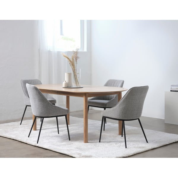 Prailginamas valgomojo stalas natūralios spalvos su ąžuolo dekoro stalviršiu 100x190 cm Gallina – Unique Furniture-image-4