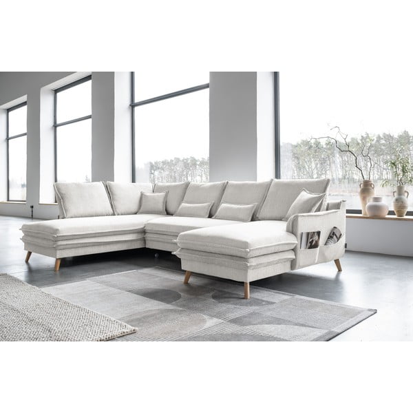 Sulankstoma kampinė sofa smėlio spalvos (su kairiuoju kampu/„U“ formos) Charming Charlie – Miuform-image-3