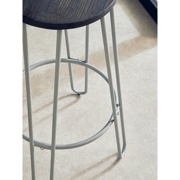 Pilkos spalvos/tamsios natūralios spalvos iš guobos masyvo baro taburetė (sėdynės aukštis 75 cm) District – Premier Housewares-image-3