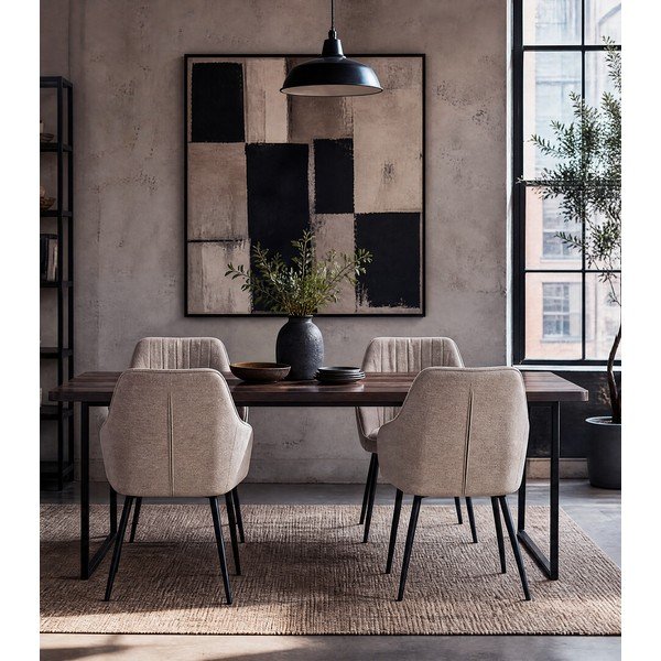 Smėlio spalvos iš audinio valgomojo kėdė su porankiais Nolan – Unique Furniture-image-3