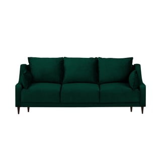 Tamsiai žalios spalvos aksominė sofa-lova su patalynės dėže Mazzini Sofas Freesia, 215 cm