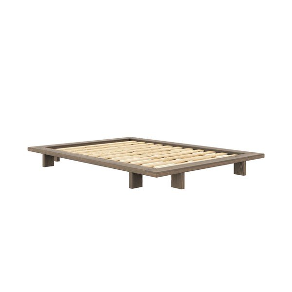 Iš pušies masyvo dvigulė lova rudos spalvos su lovos grotelėmis 140x200 cm Japan – Karup Design