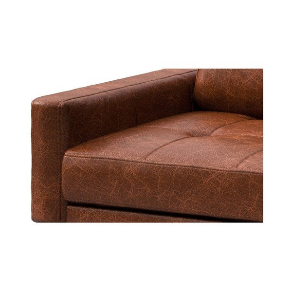 Raudonai ruda odinė kampinė sofa MESONICA Musso Tufted, dešinysis kampas-image-4