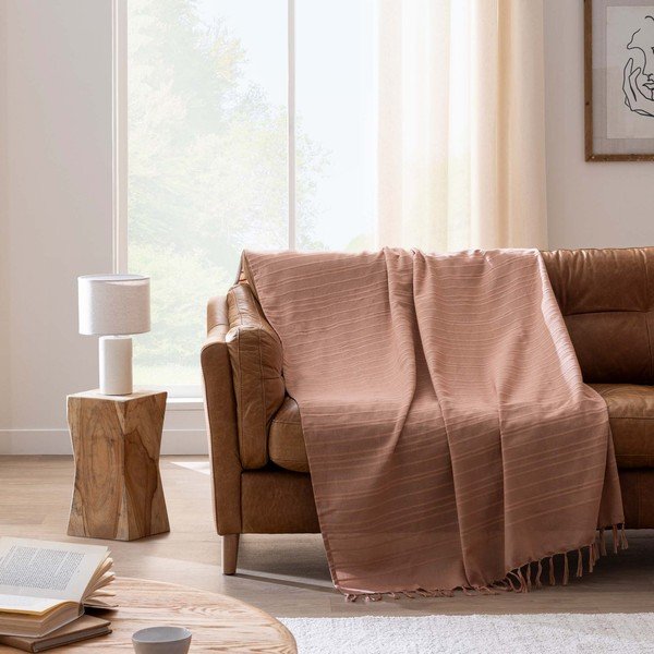 Terakotos spalvos iš medvilnės lovatiesė 125x150 cm Lilia – douceur d'intérieur-image-1