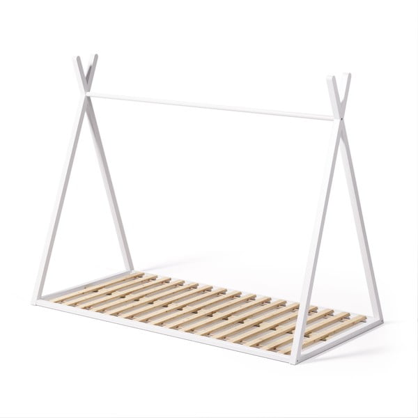 Baltos spalvos naminė iš buko masyvo vaikiška lova su lovos grotelėmis 90x190 cm Maralis – Kave Home