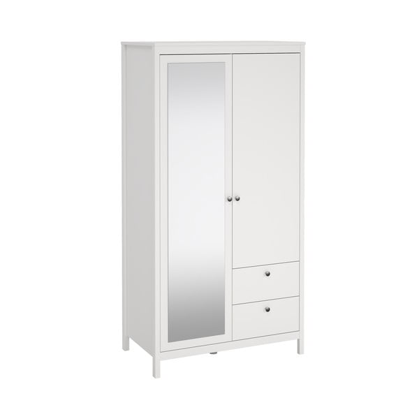 Baltos spalvos drabužių spinta su veidrodžiu 102x199x58 cm Madrid – Tvilum-image-4