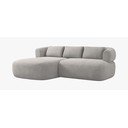 Šviesiai pilkos spalvos kampinė sofa iš boucle (su kairiuoju kampu/su gultu) Jenny – Micadoni 