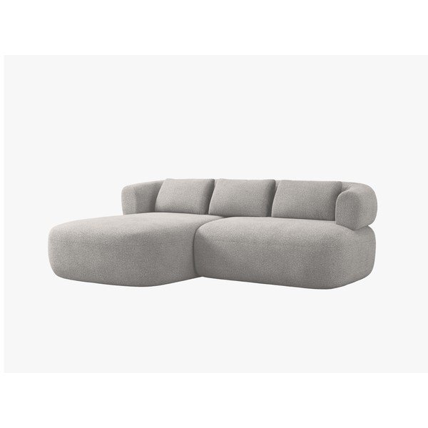 Šviesiai pilkos spalvos kampinė sofa iš boucle (su kairiuoju kampu/su gultu) Jenny – Micadoni 