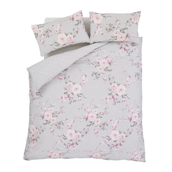 Dvigulė/itin ilga patalynė pilkos spalvos 230x220 cm Canterbury Floral – Catherine Lansfield