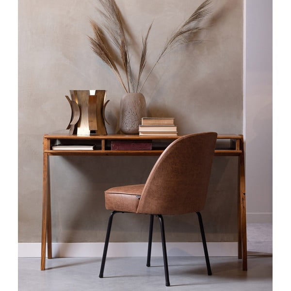 Konjako rudos spalvos iš odos valgomojo kėdės 2 vnt. Vogue – WOOOD-image-1