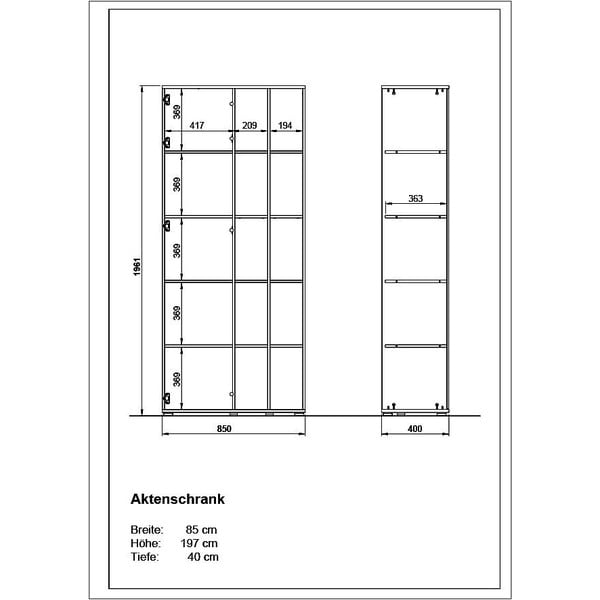 Balta knygų spinta su ąžuoline apdaila 85x197 cm Lioni - Germania-image-3