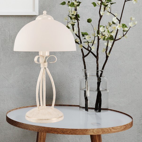 Stalinis šviestuvas baltos spalvos (aukštis 43 cm) su stiklo gaubtu Adelle – LAMKUR-image-2