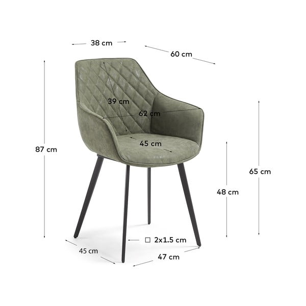 Iš dirbtinės odos valgomojo kėdės khaki spalvos 2 vnt. Amira – Kave Home-image-4