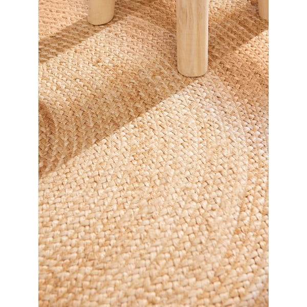 Apverčiamas/rankų darbo dramblio kaulo spalvos iš džiuto apvalios formos kilimas ø 120 cm Jutta Ivory – Hanse Home-image-4