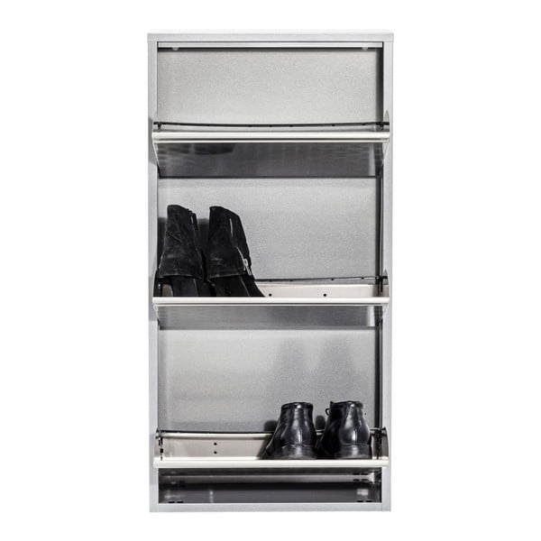 Sidabro spalvos metalinė batų lentyna "Kare Design Caruso-image-3