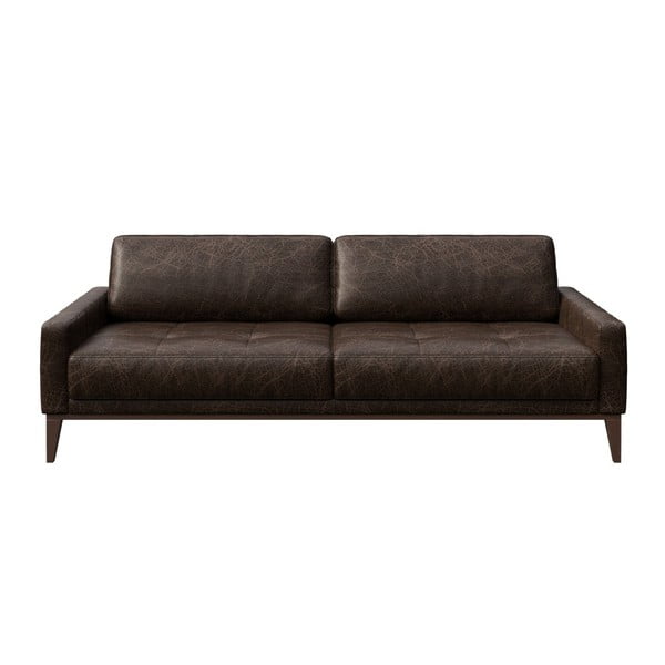 Tamsiai ruda odinė sofa MESONICA Musso Tufted, 210 cm