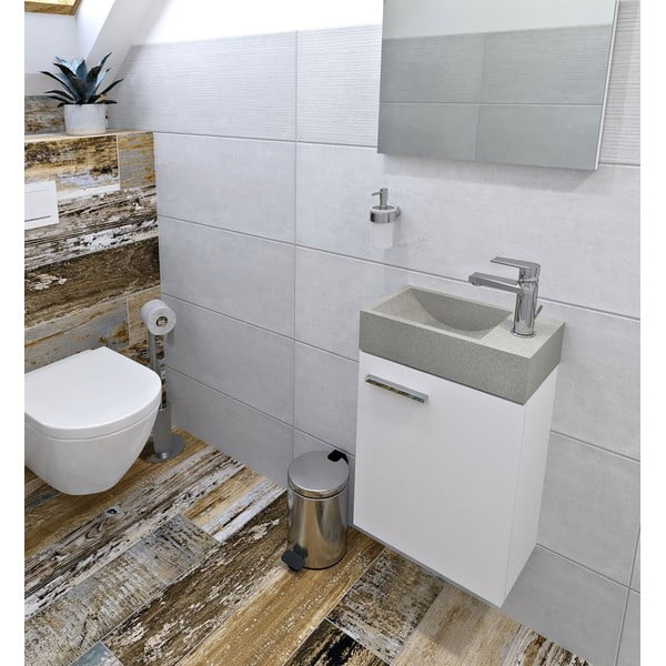 Iš betono maža kriauklė šviesiai pilkos spalvos 40x22 cm Crest – Sapho-image-3