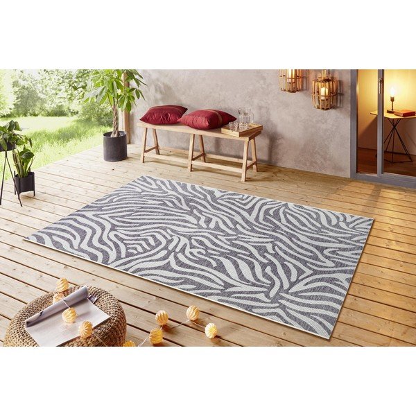 Pilkos ir smėlio spalvos lauko kilimas NORTHRUGS Cebra, 160 x 230 cm-image-1
