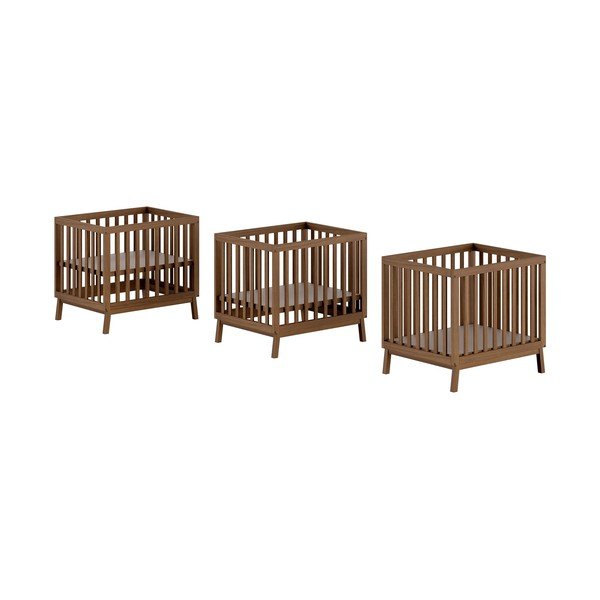 Rudos spalvos iš pušies masyvo maniežas vaikams 95x75 cm Sezane – Vipack-image-2