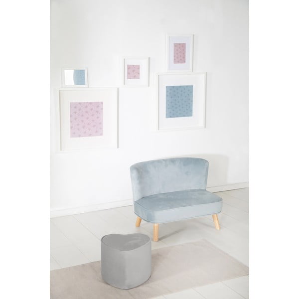 Vaikiškas pufas šviesiai pilkos spalvos iš velveto Lil Sofa – Roba-image-1