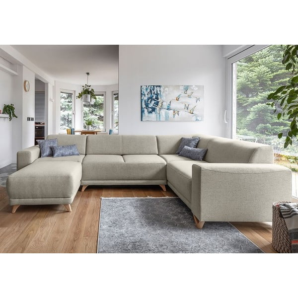 Smėlio spalvos sulankstoma/su sandėliavimo vieta kampinė sofa (su dešiniuoju kampu/„U“ formos) Classy Sophie – Miuform-image-1