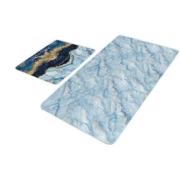 Vonios kilimėliai mėlynos spalvos 2 vnt. 60x100 cm – Mila Home