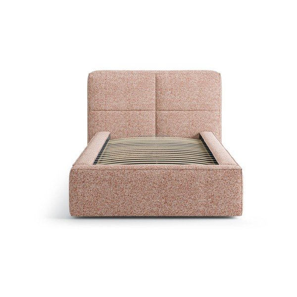 Rožinės spalvos viengulė lova audiniu dengta su sandėliavimo vieta su lovos grotelėmis 90x200 cm Darren – Micadoni -image-3