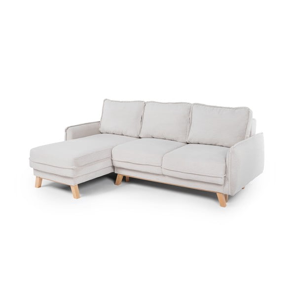 Sulankstoma (kintama) kampinė sofa smėlio spalvos iš kordinio velveto Tori – Bonami Selection-image-2