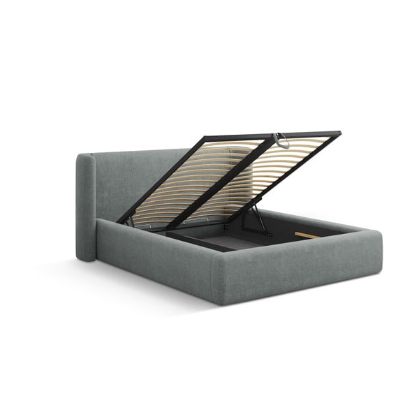 Tamsiai pilkos spalvos dvigulė lova audiniu dengta su sandėliavimo vieta su lovos grotelėmis 180x200 cm Jason – Windsor & Co Sofas-image-2