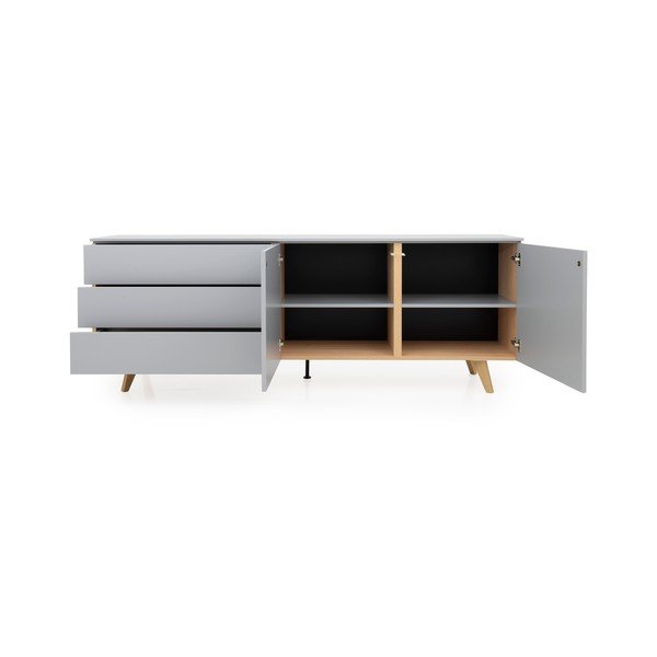 Pilkos spalvos komoda Tenzo Plain, 210 cm pločio-image-4