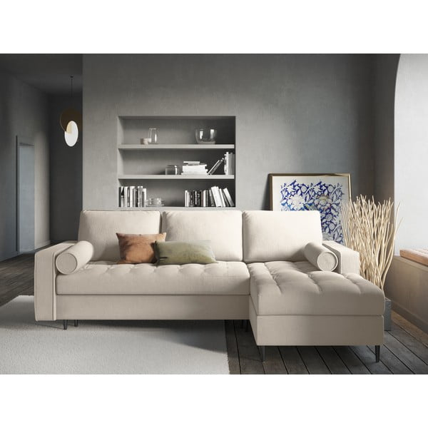 Šviesios smėlio spalvos sofa-lova Milo Casa Santo, dešinysis kampas-image-1