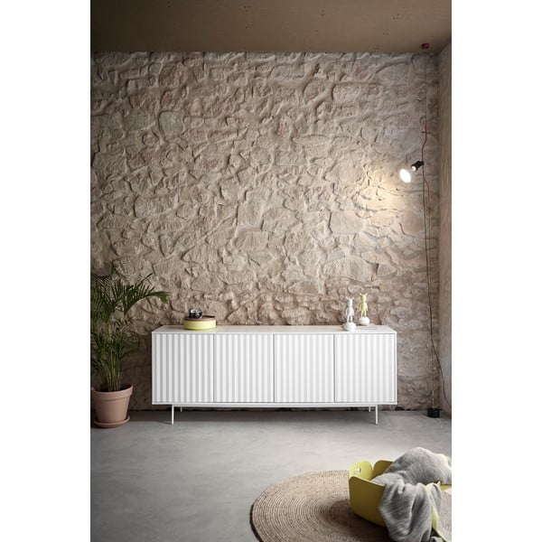 Žema šoninė spintelė baltos spalvos 211x80 cm Sierra – Teulat-image-1