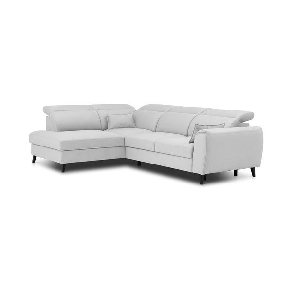 Baltos spalvos iš velveto sulankstoma/su sandėliavimo vieta kampinė sofa (su kairiuoju kampu/„L“ formos) Noble – ELTAP-image-2