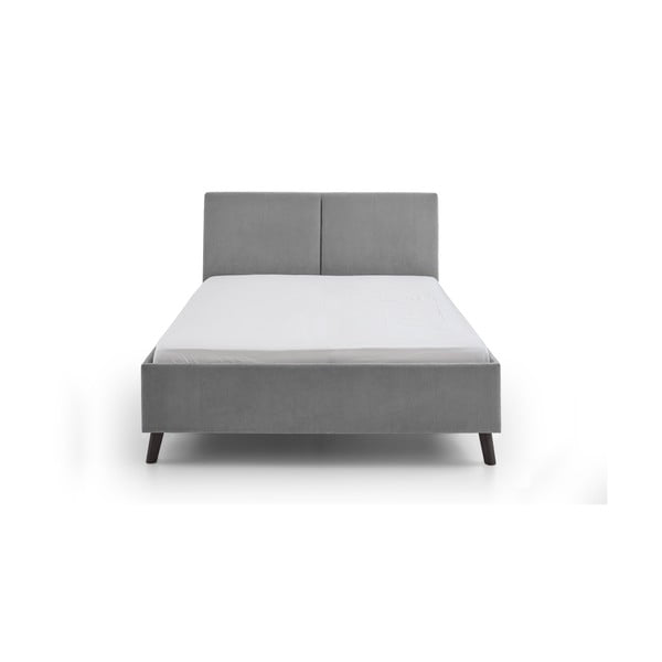 Pilkos spalvos dvigulė lova audiniu dengta su lovos grotelėmis 140x200 cm Piano – Meise Möbel-image-4