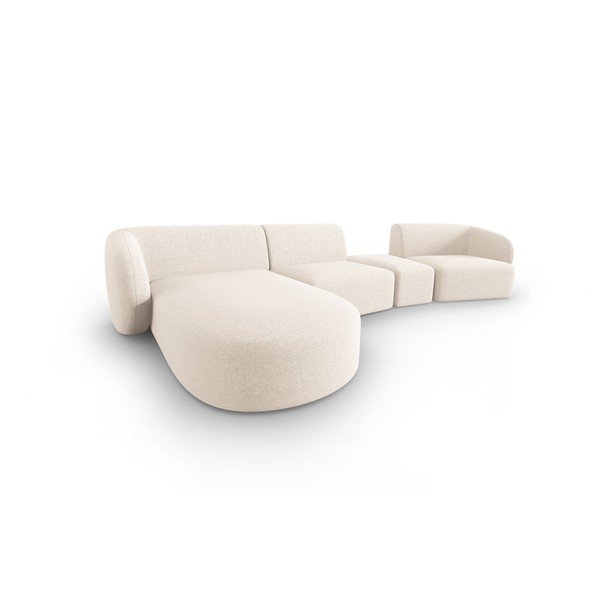 Smėlio spalvos iš šenilinio audinio kampinė sofa (su kairiuoju kampu/su gultu) Paolo – Milo Casa-image-2