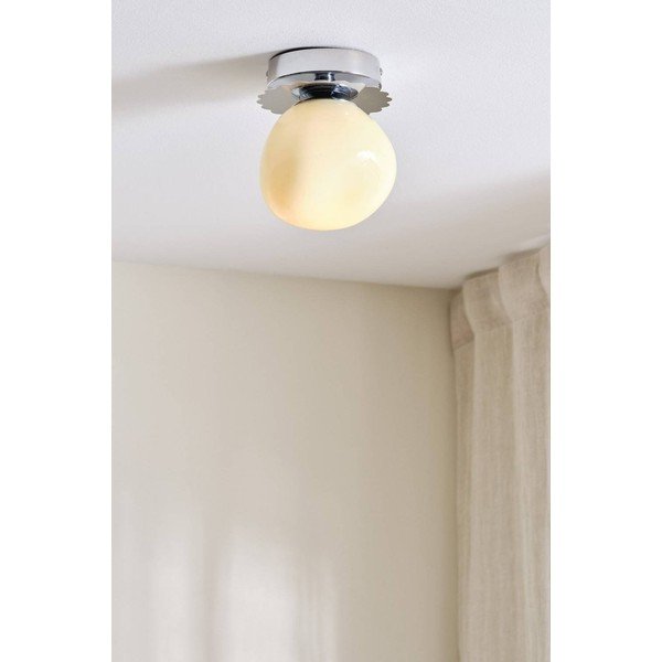 Kreminės spalvos/blizgios sidabrinės spalvos lubinis šviestuvas iš opalinio stiklo ø 12 cm Bon – Jotex-image-1