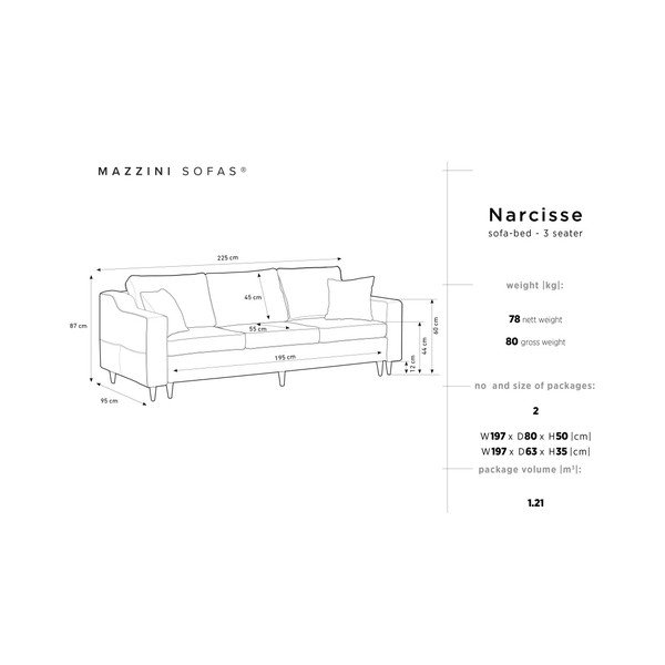 Tamsiai pilka trivietė sofa-lova su daiktadėže Mazzini Sofas Narcisse-image-2