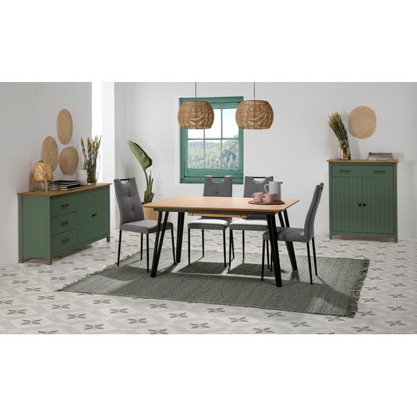 Iš pušies masyvo aukšta šoninė spintelė žalios spalvos/natūralios spalvos 90x110 cm Miranda – Marckeric-image-1