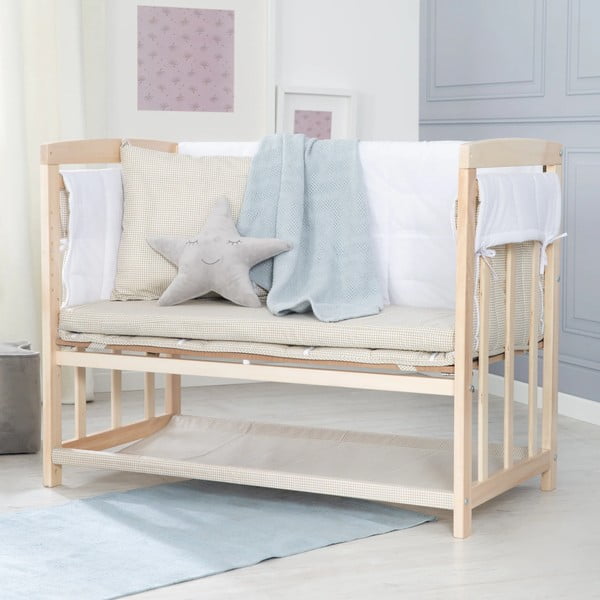 Lopšys natūralios spalvos su sandėliavimo vieta/su baldakimu 90x45 cm Liebhabär – Roba-image-1