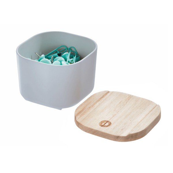 Pilka dėžutė su dangteliu pagaminta iš paulovnijos medienos iDesign Eco, 9 x 9 cm-image-3