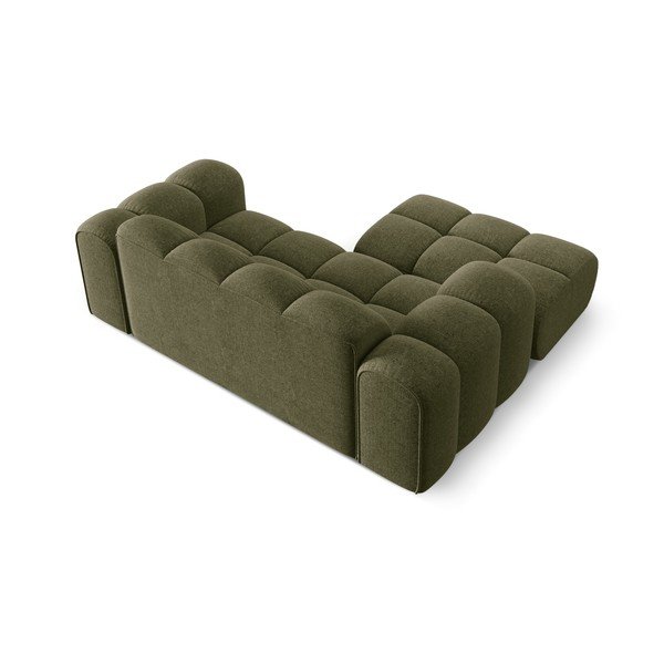 Žalios spalvos iš šenilinio audinio kampinė sofa (su kairiuoju kampu/su gultu) Treno – Cosmopolitan Design-image-3